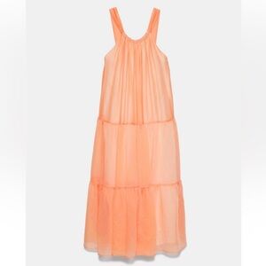 Zara Scoop Neck Ruffled Maxi Dress